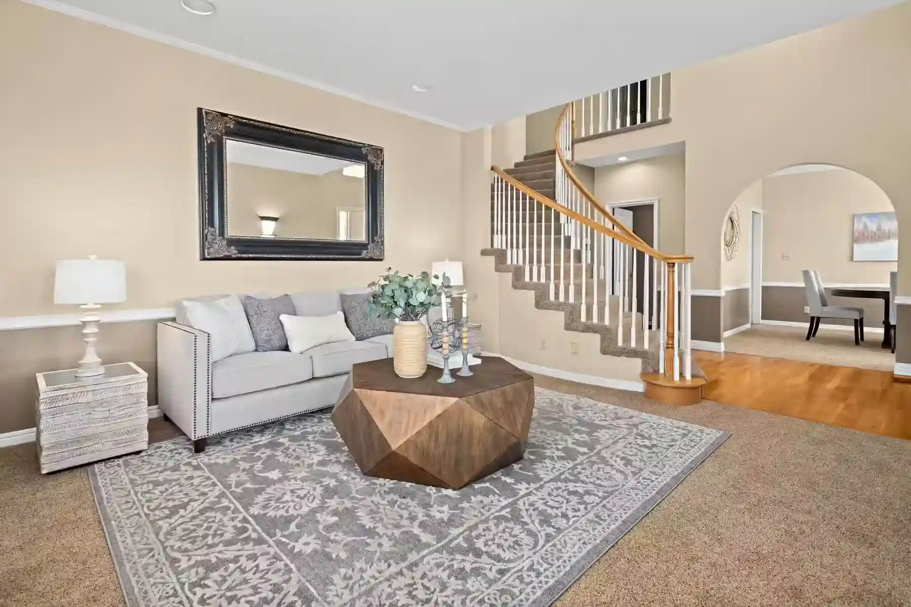 Beige Themed Living Space for Home Staging