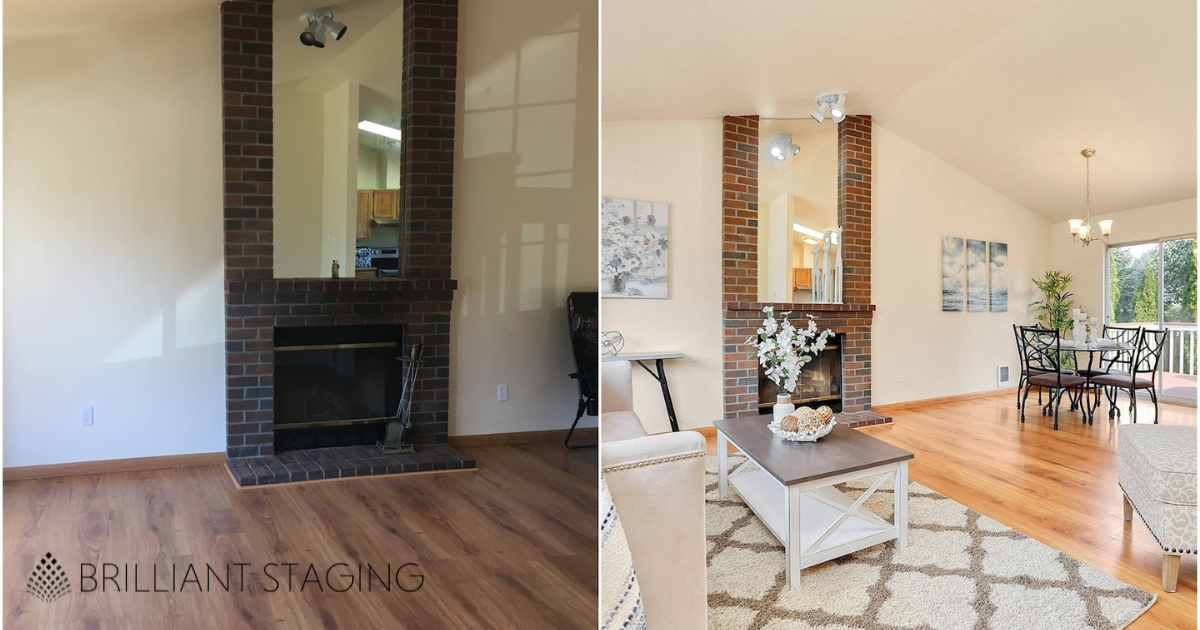 Before and After Staging a Home in the Living Room Area